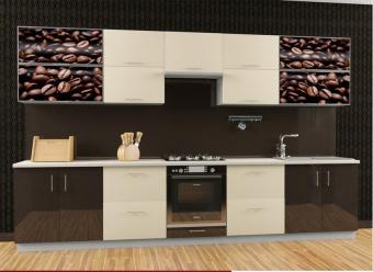 Кухня High Gloss 3,4 м комплект Шоколадний і Перлинний з фотодруком