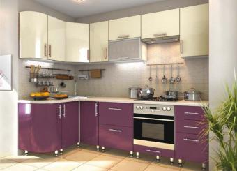 Кухня High Gloss 1,3 * 2,6 комплект Перлинний і Пурпурний